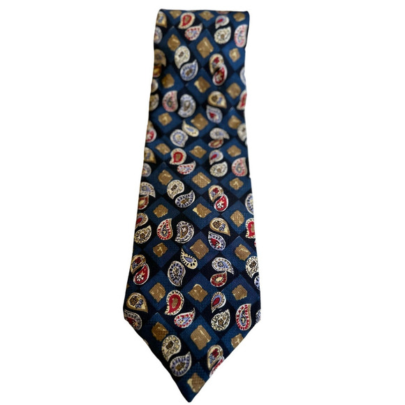 Guy Laroche Other - Vintage Guy Laroche Diffusion Blue Paisley Geometric 100% Silk Made in Canada
